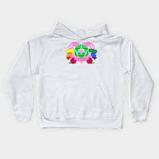 DiceHeart - Pride Banner, Bright Green Dice Kids Hoodie